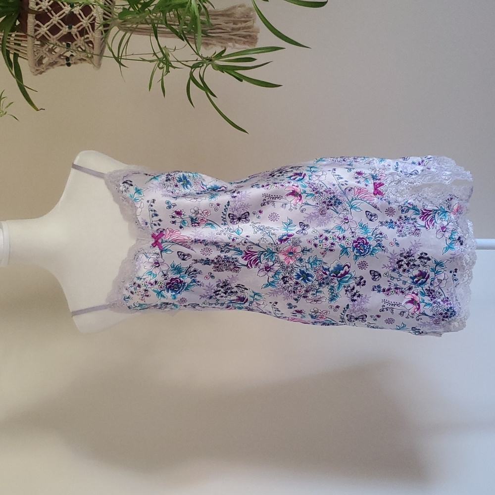 Y2K Victoria's Secret Floral Satin Slip Nightgown Short Size S
